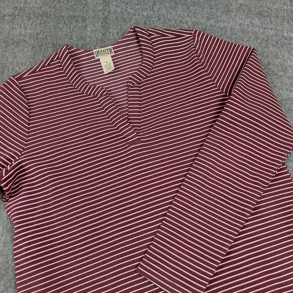 Duluth Trading CO Women's Med Ponte Pro Tunic Top Purple Striped With Pockets - Picture 1 of 7